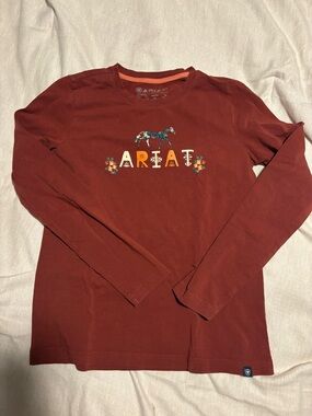 Ariat Rust Long Sleeve Tee with Floral Horse Logo